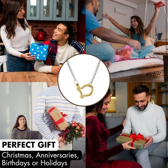 14k Yellow Gold Lucky Horseshoe Necklace For Women - 925 Sterling Silver - Picture 6 of 6